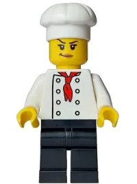 LEGO Bistro Chef - Female, White Torso with 8 Buttons, Black Legs, White Chef Toque minifigure