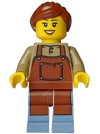 LEGO Florist - Female, Reddish Brown Apron, Sand Blue Legs, Reddish Brown Hair Ponytail (Fleuriste Laurette) minifigure