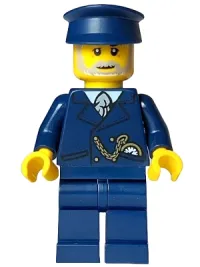 LEGO Tourist - Male, Dark Blue Suit and Hat, Light Bluish Gray Beard minifigure