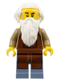 LEGO Train Worker - White Hair and Beard, Reddish Brown Apron minifigure