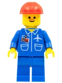 LEGO Airport - Blue, Blue Legs, Red Construction Helmet minifigure