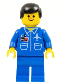 LEGO Airport - Blue, Blue Legs, Black Male Hair minifigure