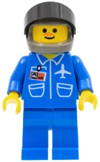 LEGO Airport - Blue, Blue Legs, Dark Gray Helmet, Black Visor minifigure