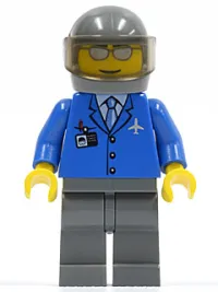 LEGO Airport - Blue 3 Button Jacket & Tie, Chopper Pilot minifigure