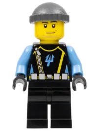 LEGO Aquaraider Diver 5 - Dark Bluish Gray Knit Cap minifigure