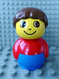 LEGO Primo Figure Boy with Blue Base, Red Top, Brown Hair minifigure