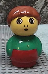 LEGO Primo Figure Boy with Red Base, Green Top, Dark Orange Hair minifigure