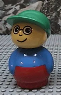 LEGO Primo Figure Boy With Red Base, Blue Top, Green Hat, Glasses minifigure