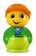 LEGO Primo Figure Boy with Lime Base, Green Top, Orange Hat minifigure