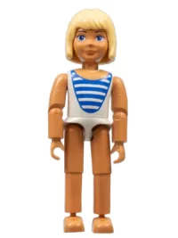 LEGO Belville Female - White Swimsuit with Blue Stripes, Short Light Yellow Hair minifigure
