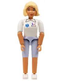 LEGO Belville Female - Medic, Light Blue Shorts, White Shirt with EMT Star of Life Pattern, Light Yellow Hair minifigure