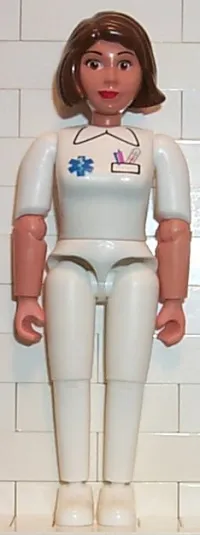 LEGO Belville Female - Medic, White Pants, White Shirt with EMT Star of Life Pattern, Brown Hair minifigure