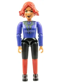 LEGO Belville Female - Witch, Black Shorts, Blue Shirt with Bones Pattern, Red Hair minifigure