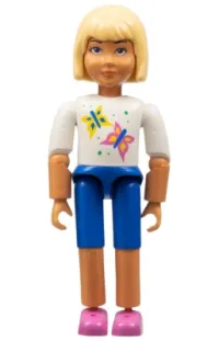 LEGO Belville Female - Blue Shorts, White Shirt with Butterflies Pattern, Light Yellow Hair minifigure