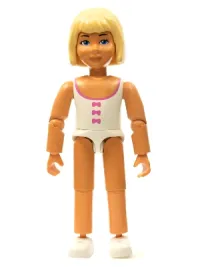 LEGO Belville Female - White Swimsuit with Dark Pink Bows Pattern, Light Yellow Hair minifigure