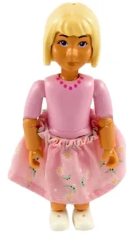 LEGO Belville Female - Pink Shorts, Pink Shirt with Necklace Pattern, Light Yellow Hair, Pink Skirt with Flowers minifigure