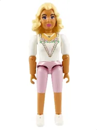 LEGO Belville Female - White Top with Green Leafy Collar Pattern, Light Yellow Hair minifigure