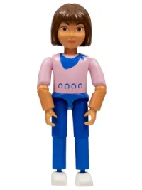LEGO Belville Female - Blue Pants, Pink Shirt with Blue Scarf Pattern, Brown Hair minifigure