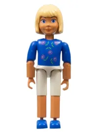 LEGO Belville Female - White Shorts, Blue Shirt with Flowers Pattern, Light Yellow Hair minifigure