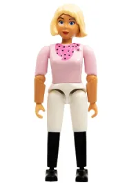 LEGO Belville Female - White Shorts, Black Boots Style, Pink Shirt with Dark Pink Pattern, Light Yellow Hair minifigure