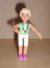 LEGO Belville Female - White Shorts, Light Green Shirt with Shells Necklace, Long Light Yellow Braided Hair minifigure