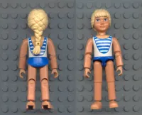 LEGO Belville Female - Laura - White/Blue Swimsuit with Blue Stripes, Long Light Yellow Hair minifigure