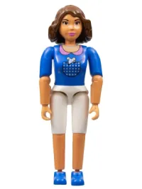 LEGO Belville Female (Iris/Victoria) - Blue Top with Check Pattern Pocket with Mouse, Brown Hair minifigure