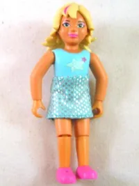 LEGO Belville Female - Bright Light Blue Swimsuit with Yellow and Magenta Stars, Skirt Short minifigure