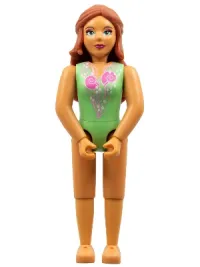 LEGO Belville Female - Light Green Swimsuit with Seashell Pattern, Reddish Brown Hair minifigure
