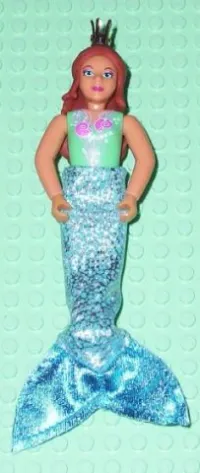 LEGO Belville Female - Light Green Swimsuit with Seashell Pattern, Reddish Brown Hair - WITH Fishtail minifigure