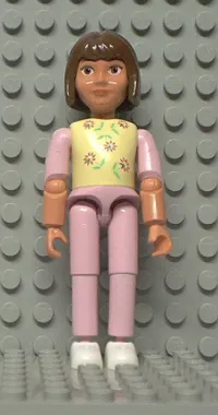LEGO Belville Female - Pink Pants, Yellow Shirt/Pink Sleeves with Flowers Pattern, Brown Hair minifigure