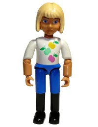 LEGO Belville Female - Horse Rider, Blue Shorts, White Shirt with Apples Pattern, Light Yellow Hair #5854 minifigure