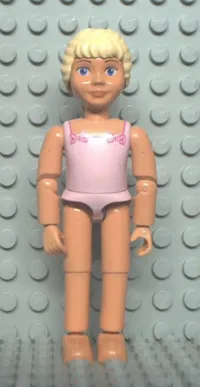 LEGO Belville Female - Pink Swimsuit with Square Neck, Dark Pink Bows in Corners, Long Yellow Hair Braided, Bare Feet minifigure
