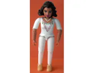 LEGO Belville Female - White Top with Gold Lace Trim, White Pants, Gold Shoes, Brown Hair minifigure