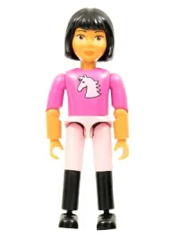 LEGO Belville Female - Dark Pink Horse Head Top, Pink Shorts, Black Boots, Black Hair minifigure