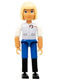 LEGO Belville Female - Light Violet Top with White Sleeves, Blue Shorts, Black Boots, Light Yellow Hair minifigure