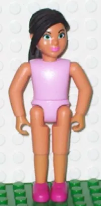 LEGO Belville Female - Girl with Bright Pink Top, Magenta Shoes and Long Black Hair minifigure
