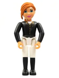 LEGO Belville Female - Horse Rider, White Shorts, Black Shirt with Gold Buttons and Collar, Black Boots, Dark Orange Ponytail minifigure