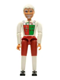 LEGO Belville Male - King with White and Red Pants, Shirt Insignia, White Hair minifigure