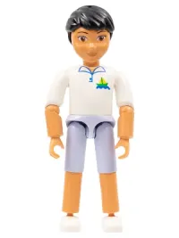 LEGO Belville Male - Light Blue Shorts, White Shirt with Ship Logo, Black Hair minifigure
