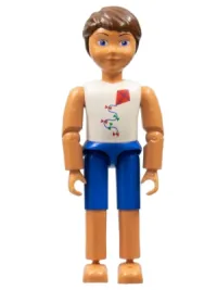 LEGO Belville Male - Blue Shorts, White Shirt with Kite Pattern, Brown Hair (Child/Boy) minifigure