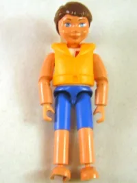 LEGO Belville Male - Blue Shorts, White Shirt with Kite Pattern, Brown Hair (Child/Boy), Life Jacket minifigure