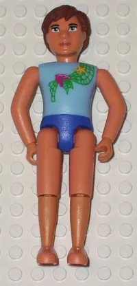 LEGO Belville Male - Light Blue Shirt with Net and Seashell Pattern, Blue Swimsuit, Brown Hair minifigure