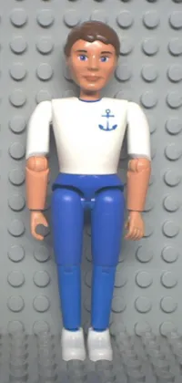 LEGO Belville Male - Brown Hair, White Shirt with Anchor Pattern, Blue Pants, White Shoes minifigure
