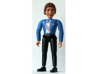 LEGO Belville Male - Black Pants, Blue Jacket with Purple Sash and Blue Bow Pattern, Brown Hair minifigure