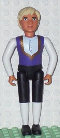 LEGO Belville Male - King - Black Pants, White Shirt, Dark Purple Vest with Gold Trim, Black Shoes, Light Yellow Hair minifigure