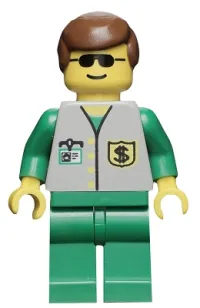 LEGO Bank - Green Legs, Brown Male Hair minifigure