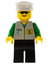 LEGO Bank - Black Legs, White Hat, Sunglasses minifigure