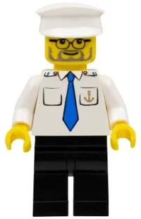 LEGO Boat Captain with Blue Tie and Anchor on Pocket, White Hat minifigure