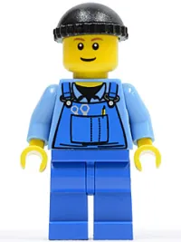 LEGO Overalls with Tools in Pocket Blue, Black Knit Cap minifigure